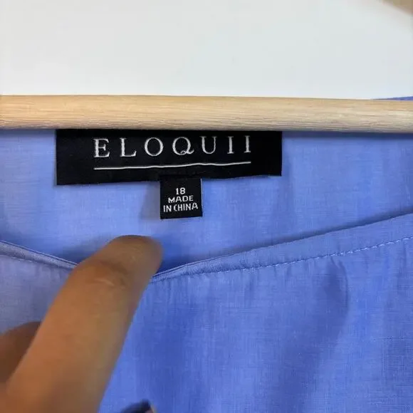 Eloquii Tie Detail Blouse size 18 Boat Neck Long sleeve Ruched Relaxed Minimal - Picture 10 of 14